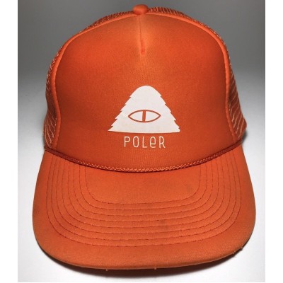 Poler Outdoor Stuff “Camp Vibes” Safety Orange Mesh Trucker Hat Snapback  eb-85542077